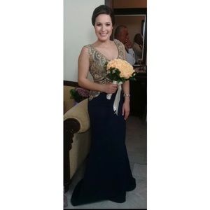 Stunning navy and gold Jovani prom/pageant dress